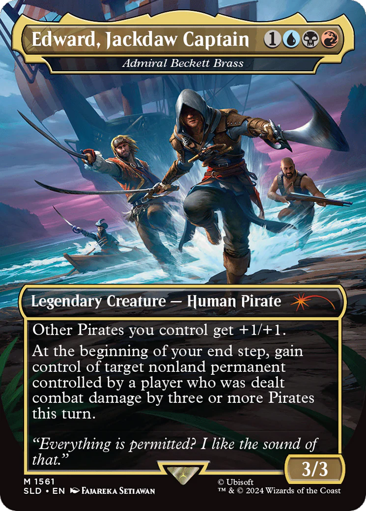 Admiral Beckett Brass (SLD-1561) - Secret Lair Drop / Edward, Jackdaw Captain (Borderless) Foil