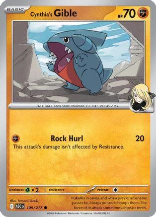 Cynthia's Gible (109) - ME Ascended Heroes Reverse Holofoil