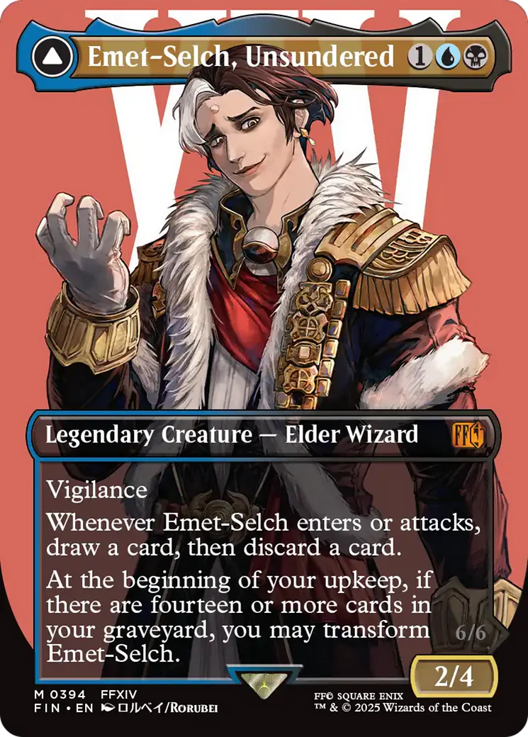 Emet-Selch, Unsundered // Hades, Sorcerer of Eld (FIN-394) - FINAL FANTASY (Borderless) Foil - Image 3