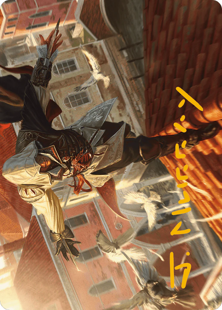 Ezio, Blade of Vengeance Art Card (Gold-Stamped Signature) (ASACR-019) - Assassin's Creed Art Series (Borderless) - Image 3