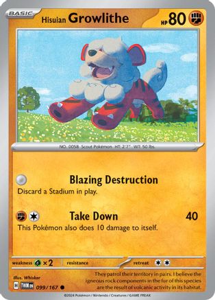 Hisuian Growlithe 099/167 - Common - Reverse Holofoil