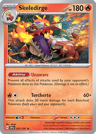 Skeledirge 031/191 - Rare - Reverse Holofoil