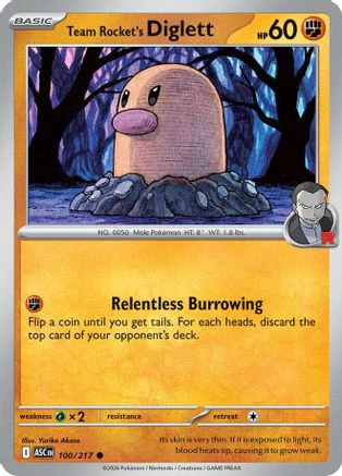 Team Rocket's Diglett (100) - ME Ascended Heroes Reverse Holofoil
