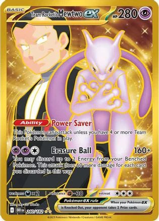 Team Rocket's Mewtwo ex 240/182 - Hyper Rare - Holofoil