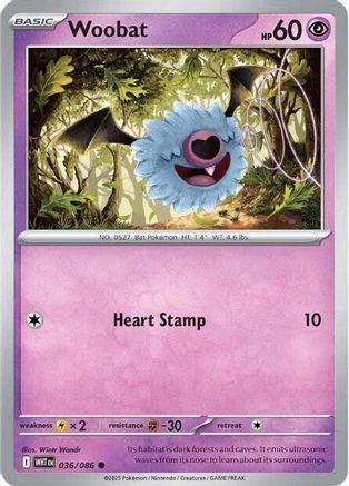 Woobat 036/086 - Common - Reverse Holofoil